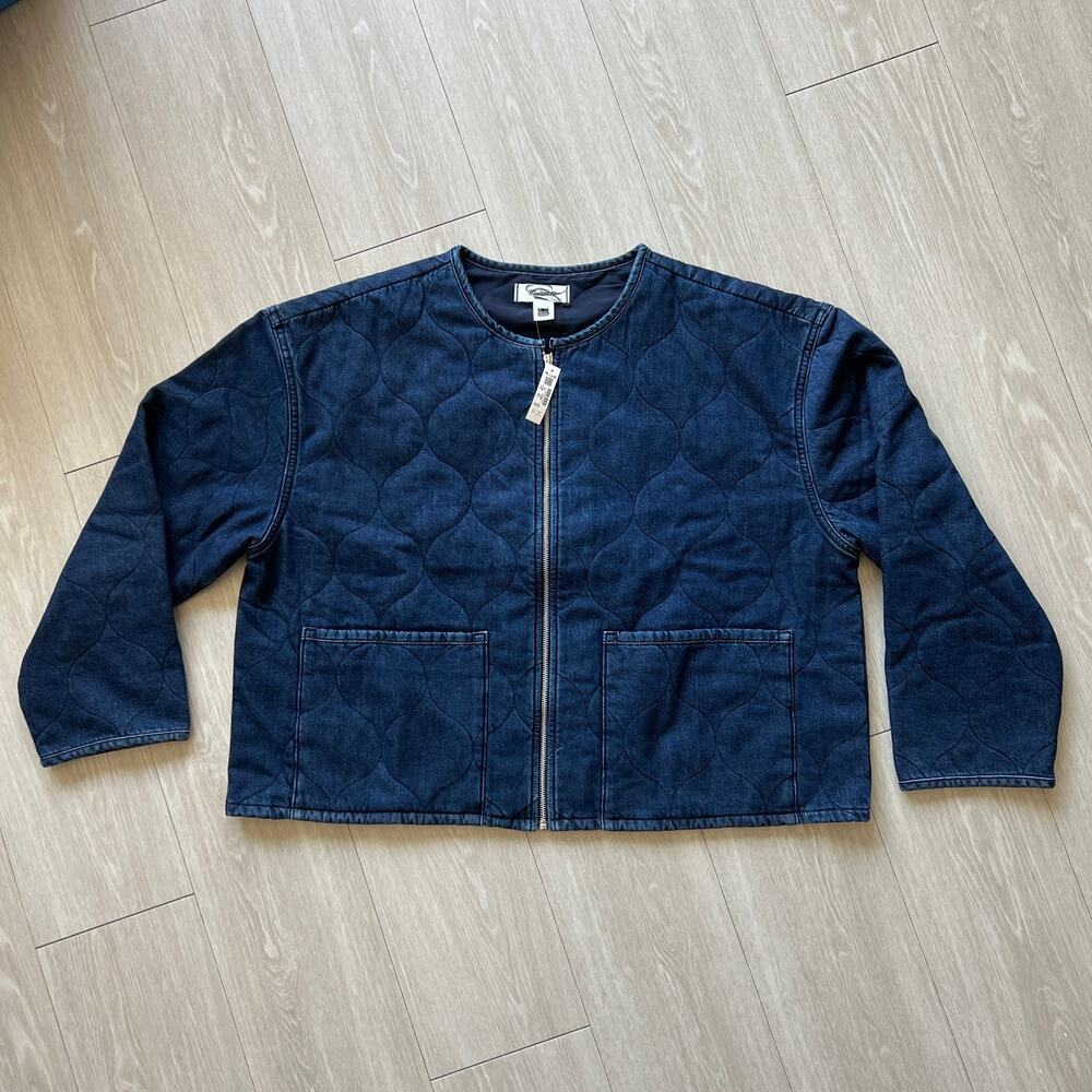 Madewell Quilted Denim Jacket Womens XXL Blue Boxy Fit - Picture 2 of 11